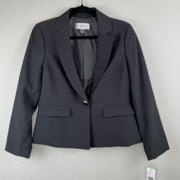 Le Suit Petite Solid Black Single Breasted One Button Short Blazer Jacket 8P NWT - Picture 15 of 16